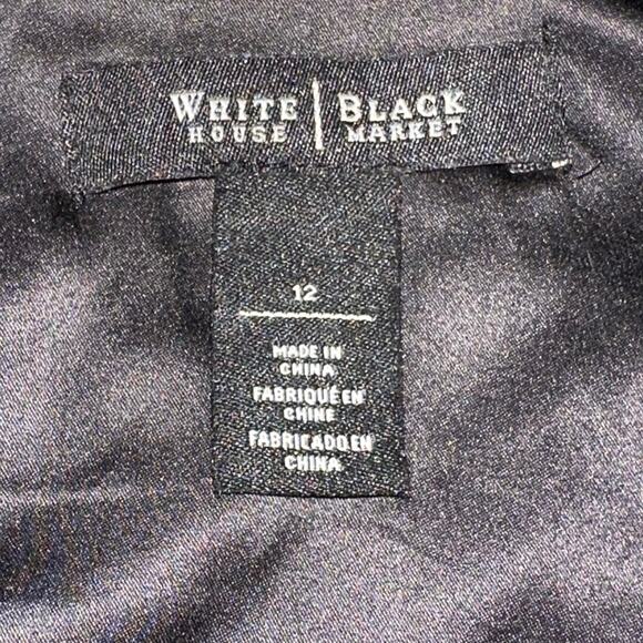 White House Black Market Women’s 12 Black Lace Sleeve Shift Cocktail Dress - Picture 9 of 12